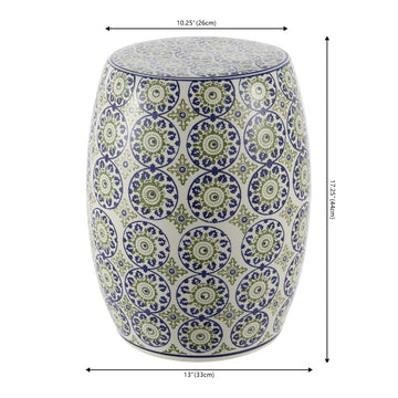Lula 17.25" Suzani Ceramic Garden Stool - JONATHAN Y